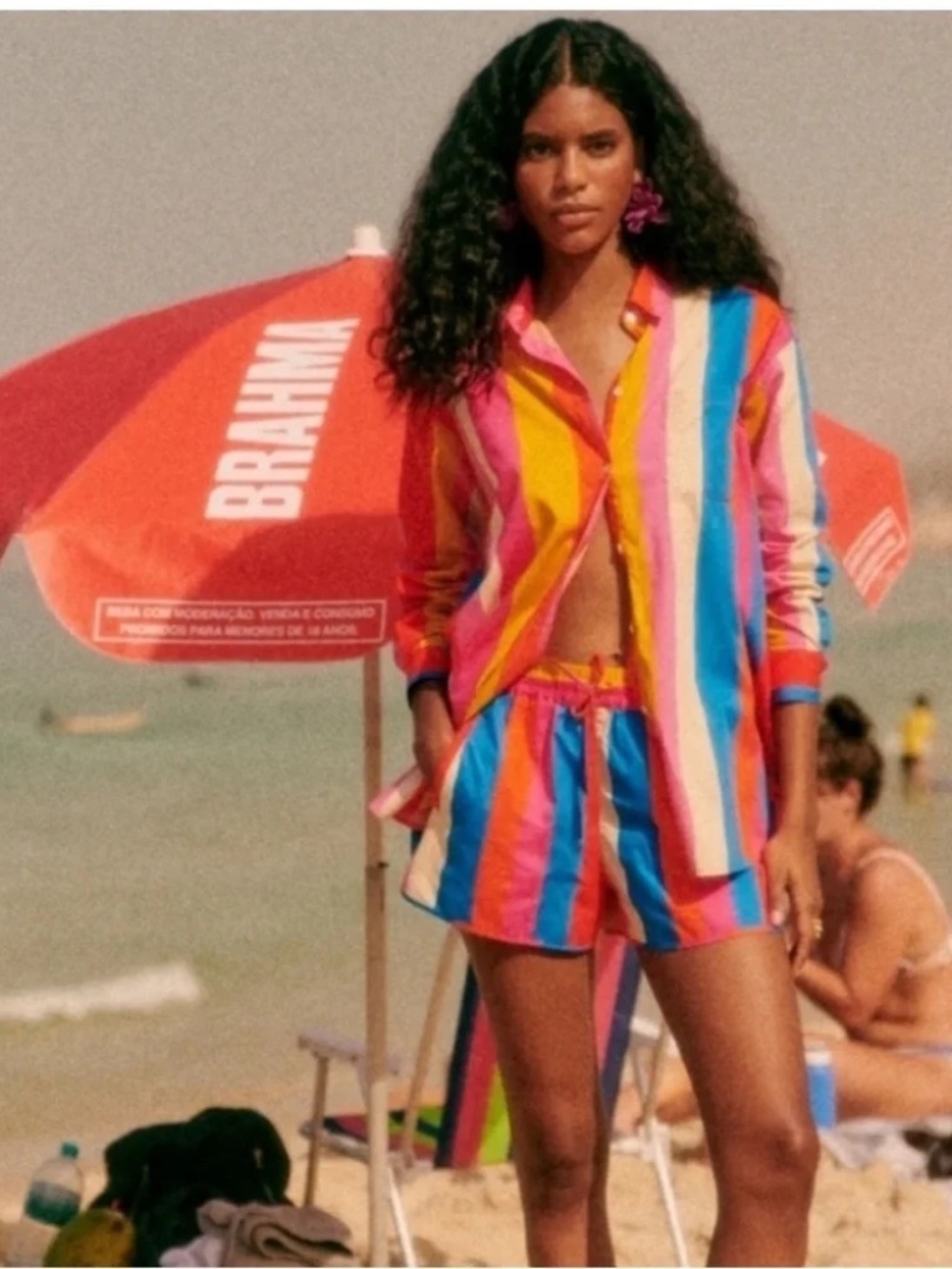 Sezane x Farm Rio Kurt Shorts Striped Size 36 - Picture 3 of 8